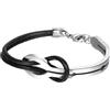 Oidea - Bracciale da uomo e da donna, con simbolo dell'infinito, in acciaio inox e cuoio, nero e argento