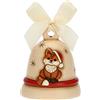 THUN - Campanella Special Edition 2021 con Volpe Grace - Ceramica e Nastro d'organza - Linea Natale - Living, Arredare la Casa - Ø 10,7 cm; 12 cm h; Nastro Beige 50 cm
