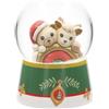 THUN - Boule de Neige con Teddy e Renna Robin con Arcobaleno in Resina, Ceramica e Vetro, Versione Grande, Linea Desideri di Natale, 10 cm