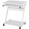 Easycomfort Tavolo Porta PC Classico e Salvaspazio, Piano Tastiera a Scomparsa, 4 Ruote e Ripiano Inferiore Bianco 60x48x73cm