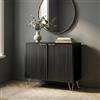 [en.casa] Credenza Bassa Mobile Contenitore a 2 Ante Decorative e Ripiano Comò Multiuso con Scomparti Chiusi per Bagno Cucina Camera da Letto Soggiorno 75 x 80 x 40 cm - Nero