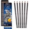 STAEDTLER Mars Lumograph 100B Matite da disegno - set 6, astuccio metallo | Mina nero intenso antirottura in gradi assortiti, legno sostenibile - chiaroscuro ricco & arte - Art.-Nr. 100B G6