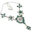 Fatto a mano Collana Onice Verde Naturale Catena 18" Tono Argento Gemma Tonda Gioielli SN ...