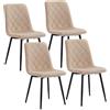 Relaxdays Set 4 sedie, velluto, gambe in metallo, 120 kg, beige | Soggiorno e cucina, sedia da cucina imbottita