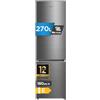 Midea 270L Frigorifero Combinato, Total No Frost, MERB276FGE46EU | Compressore Inverter, All-Around Cooling, Display digitale, Altezza 180 cm, 199 L frigorifero + 71 L congelatore, Acciaio Bru