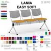 SEIPO LAMIA EASY SOFT LE0013G panca 3 posti struttura grigia seduta imbotitta e schienale in polipropilene SEIPO ECOPELLE D2