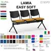 SEIPO LAMIA EASY SOFT LE0013N panca 3 posti struttura nera seduta imbotitta e schienale in polipropilene SEIPO TESSUTO V