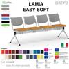 SEIPO LAMIA EASY SOFT LE0014G panca 4 posti struttura grigia seduta imbotitta e schienale in polipropilene SEIPO ECOPELLE D2