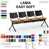 SEIPO LAMIA EASY SOFT LE0014N panca 4 posti struttura nera seduta imbotitta e schienale in polipropilene SEIPO ECOPELLE D2