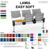 SEIPO LAMIA EASY SOFT LE0013G RIB panca FISSA 3 posti struttura grigia RIBALTABILE imbot. schienale polipropilene SEIPO TESSUTO V