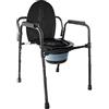 PEPE Mobility Comoda WC per Anziani, Sedia Portatile Regolabile, Nera | Water 3 in 1 con Secchio e Coperchio, Rialzo da Toilette, Struttura in Acciaio, Braccioli, Adulti e Disabili, Fino a 136 kg