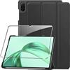 Rojeuinn Cover per Honor Pad X8a / X8b 11 custodie +1 Pezzi Vetro Temperato,Gomma Protezione Protettivo,Ultra Sottile Antiurto Anti-Graffio TPU Flessibile Case -Nero