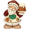 THUN - Babbo Natale con pandoro in ceramica, medio - Thunland - 9,6x7,5x11,9 cm