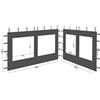 QUICK STAR 2 pannelli laterali in poliestere con finestra, 300/400 x 195 cm, per gazebo 3 x 4 m, parete laterale antracite RAL 7012, impermeabile