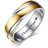 Epinki Anello Uomo Donna, Anello Acciaio Inossidabile Bicolore 6MM FEDI Nuziali Semplici Oro/Nero/Oro Rosa Misura 9-30