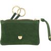 DUDU Bustina Portachiavi Donna in Pelle Liscia o Scamosciata con Zip, Doppio Anello Portachiavi, Mini Portamonete Portaoggetti in Vera Pelle Verde