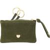 DUDU Bustina Portachiavi Donna in Pelle Liscia o Scamosciata con Zip, Doppio Anello Portachiavi, Mini Portamonete Portaoggetti in Vera Pelle Khaki
