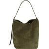 DUDU Borsa Donna Grande in Pelle Nappa o Suede Scamosciata, Borsa a Spalla Maxi con Manico Regolabile e Tasca Interna con Zip, Shopper Bag Elegante da Donna Khaki