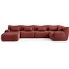 MILY SOFA MILYSOFA SOFATIME: divano angolare modulare a 5 posti con chaise longue, raffinato tessuto a ricami, rosso terracotta