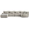 MILY SOFA MILYSOFA SOFATIME: divano ad angolo modulare a 5 posti con chaise longue, raffinato tessuto a ricami, beige pietra