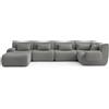 MILY SOFA MILYSOFA SOFATIME: divano angolare modulare a 5 posti con chaise longue, raffinato tessuto a ricami, grigio nuvola