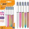 BIC Penne a Sfera a Scatto BIC 4 Colours Shine e Gradient Punta Media 1,00 mm nei Colori Argento Metallizzato, Oro, Rosa, Oro Rosa e Pastello Gradiente - Confezione da 5