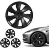 VEVOR Set di Copricerchi per Auto 4 pezzi, Copricerchi Compatibili con Tesla Model Y 2021-2024, Ricambio di Protezione Cerchi R19 19 pollici a 7 Raggi in ABS, Sostituzione Fissaggio a Clip, Nero Opaco