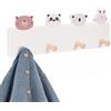 Relaxdays Appendiabiti Bimbi, 4 Ganci Parete, Koala, Panda, Orso, Coniglio | MDF, legno di pino, fissaggi inclusi, cameretta, cameretta neonati, ingresso, appendiabiti a parete