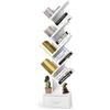 FANTASK Libreria con cassetto, scaffale a 8 ripiani, a forma di albero, per CD e DVD, per camera da letto, soggiorno e ufficio, 38 x 21,5 x 149,5 cm (bianco)