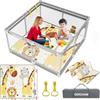 BEBEYA Box Bambini con Tappetino,120x120cm Recinto per Bambini | Rete Traspirante 360°,2 Anelli+Borsa,Struttura Antiscivolo e Robusta, Facile da Montare,Recinto Gioco per Neonato 3-36 Mesi