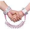 AOMIG Bracciale Sicurezza Bambino, 1.5M Anti-Perso Mano Cintura con Blocco del Sensore, Bambini Guinzaglio Polso di Sicurezza Portatile Che Cammina Riflettente Nella Notte, Rosa