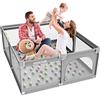 BEBEYA Box Bambini 150x180cm,XXL Box Recinto per Bambini | Box neonato con rete traspirante,Base Antiscivolo e 2 Anelli Box Bimbo,Centro di Attività Interno per 0-36 Mesi Bambini