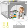 BEBEYA Box Bambini 90x90cm,Recinto per Bambini Piccolo,Grigio | Box Neonato per Appartamento,Porta di Sicurezza,Traspirante e Antiscivolo,Recinto Gioco per Neonato 0-36 Mesi