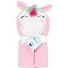 Be Mammy Asciugamano con Cappuccio 100% Cotone Neonato e Bimbo 95cm x 95cm BE20-272-BBL (Rosa - Unicorno)