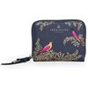 Sara Miller London Portafoglio con cerniera, pochette da donna, portamonete e porta carte, in ecopelle, Uccelli Blu Fumoso, S