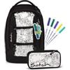 satch set zaino scolastico pack set Artist Edition - Nero | Set ergonomico da 3 pezzi con capacità di 30 L, completo di astuccio e borsa sportiva per la scuola