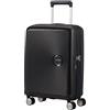 American Tourister Soundbox Trolley da cabina, 55 cm Nero | Nero Bass, trolley rigido espandibile, 55H x 40W x 20D cm, 35.5/41 L, 2.6 kg, con lucchetto TSA