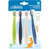 Dr. Brown's Set di spazzolini da denti manuali morbidi e delicati per bambini, verde/blu scuro/ecru/blu, senza BPA, 0-3 anni, confezione da 4