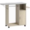 HOMCOM Mobile Asse da Stiro con Piano d'Appoggio Effetto Lino, 3 Ripiani a Cubo e Guida, 127x42.5x99 cm, Multicolore | Aosom Italy