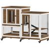 PawHut Gabbia per conigli da interno gabbia per conigli in legno design di lusso 3 livelli con 3 ripiani amovibili 110 x 50 x 86 cm marrone | Aosom Italy