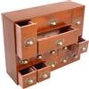 RUETERY Cassettiera con 14 cassetti, organizer in legno (colore vintage) | 53 x 16 x 42,4 cm, 14 cassetti in 3 misure, ferro e legno, porta etichette, per ufficio, cucina, piccoli oggetti
