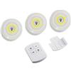 Mediawave Store - Set 3 Faretti LED Light Remote Control, Faretti per Armadio, Soffitto, Segnapasso a Batterie con Telecomando, Faretti a batteria, Risparmio Energetico