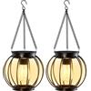 OUTONLIFE Lanterna Solare da Esterno, Metallo Impermeabile, LED Bianco Caldo, Accensione/Spengimento Automatico, Lanterna Decorativa Luminosa per Giardino, Patio, Cortile, Veranda, 2 Pezzi