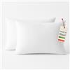BANZAII TEXTILE INNOVATOR ONLINE Banzaii Coppia Cuscini Letto Guanciale 100% Cotone in Fibra ad Alta Densità 900gr Antiacaro Traspiranti Ipoallergenici Certificati Oeko-tex 50 x 80 cm Made in Italy