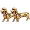 HYFAN Statua bassotto in ottone massiccio, mini scultura a forma di cane in piedi, decorazione da scrivania, regalo per gli amanti dei cani (confezione da 2)