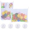 TRKETK 2 Pezzi Organizzatore Giochi Bagno, Organizer Porta Giochi Bambini Sacca a Rete Appendibile con 4 Ganci Ventosa, Materiale Poliestere, Colore Bianco