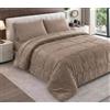 Tata Home Trapunta Invernale Singola Imbottita in Morbida Microfibra Tessuto Vellutato Piumino Caldo a Effetto Flanellato Retro Sherpa Coperta Letto Invernale Mod. Warm Colore Beige