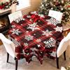 Arquiel Natale Tovaglia Rotondo, Fiocco di Neve Rosso e nero Tovaglie Impermeabili E Antimacchia Pvc Copritavolo Per Cucina Ristorante Giardino Esterno Feste Inverno Decorazione 152x152cm