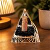 Generic 1 piramide in orgonite, filo di rame, ossidiana, decorazione in cristallo
