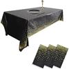 HXMJIED Confezione da 3 tovaglie natalizie, tovaglia a pois neri e dorati, 137 x 274 cm, tovaglie usa e getta per feste, tovaglia in plastica, coriandoli usa e getta, tovaglia rettangolare per feste
